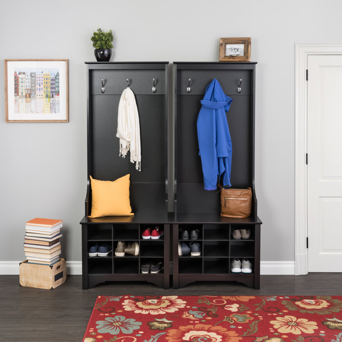 Gracie Oaks Angelica Hall Tree 27'' Wide with Bench and Shoe Storage